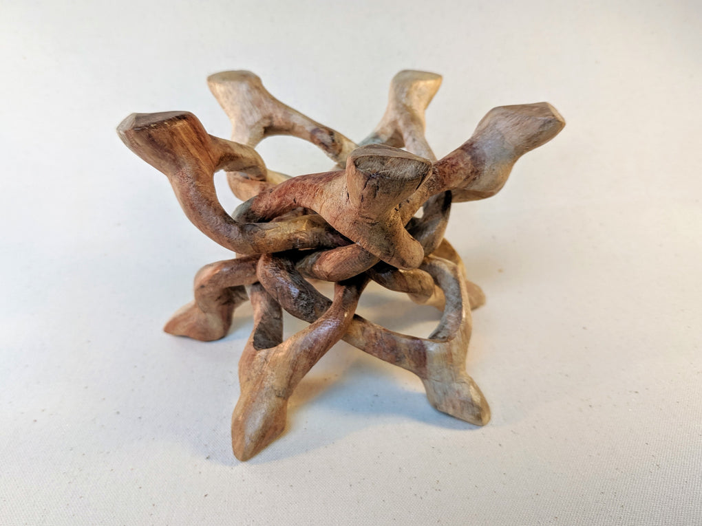 Hand Carved Wooden Cobra Stand with 5 Legs (Approx. 6