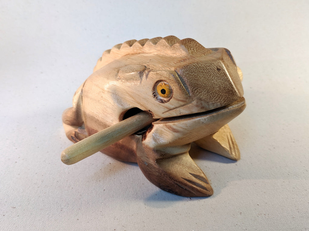 Hand Carved Wooden Musical Croaking Frogs