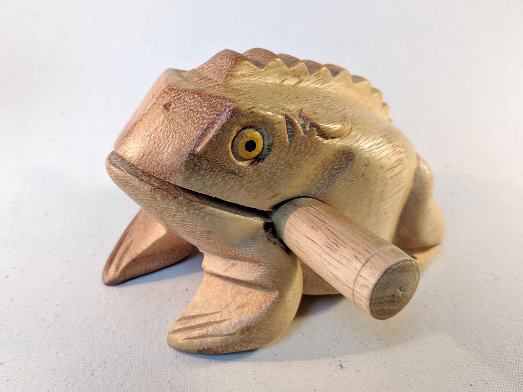 Hand Carved Wooden Musical Croaking Frogs