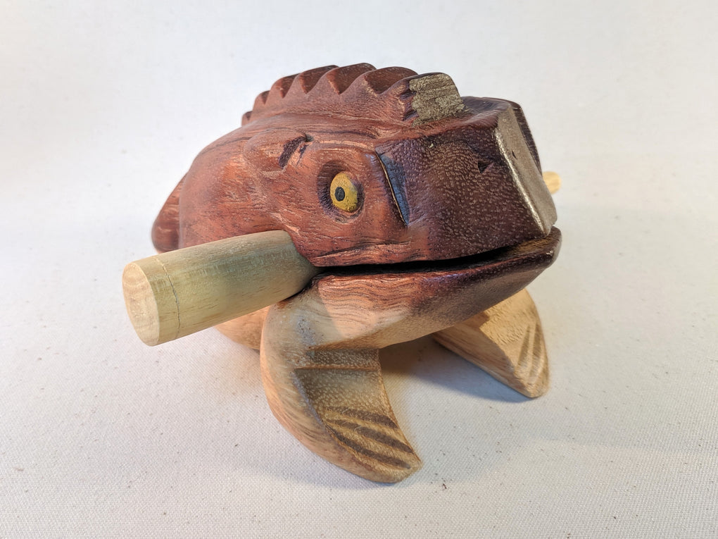 Hand Carved Wooden Musical Croaking Frogs