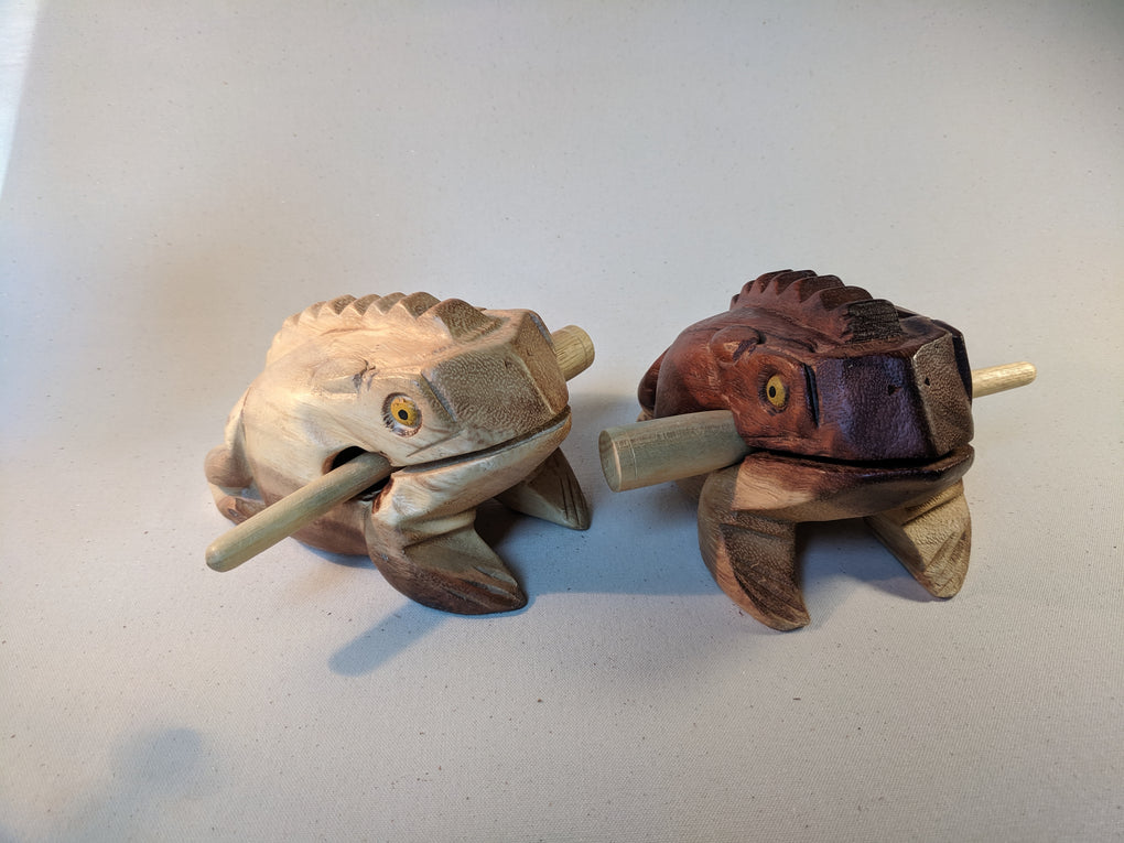 Hand Carved Wooden Musical Croaking Frogs