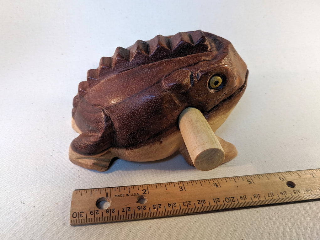 Hand Carved Wooden Musical Croaking Frogs