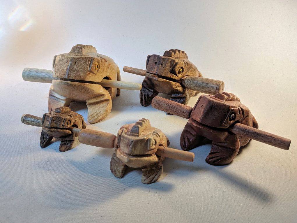 Hand Carved Wooden Musical Croaking Frogs