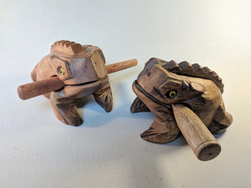 Hand Carved Wooden Musical Croaking Frogs