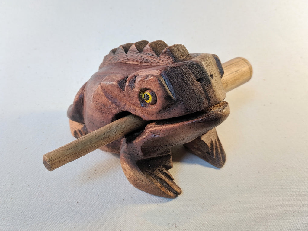 Hand Carved Wooden Musical Croaking Frogs