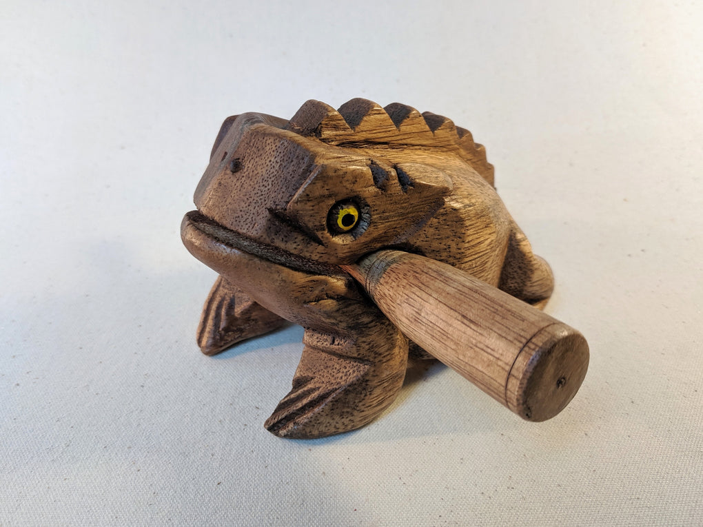 Hand Carved Wooden Musical Croaking Frogs