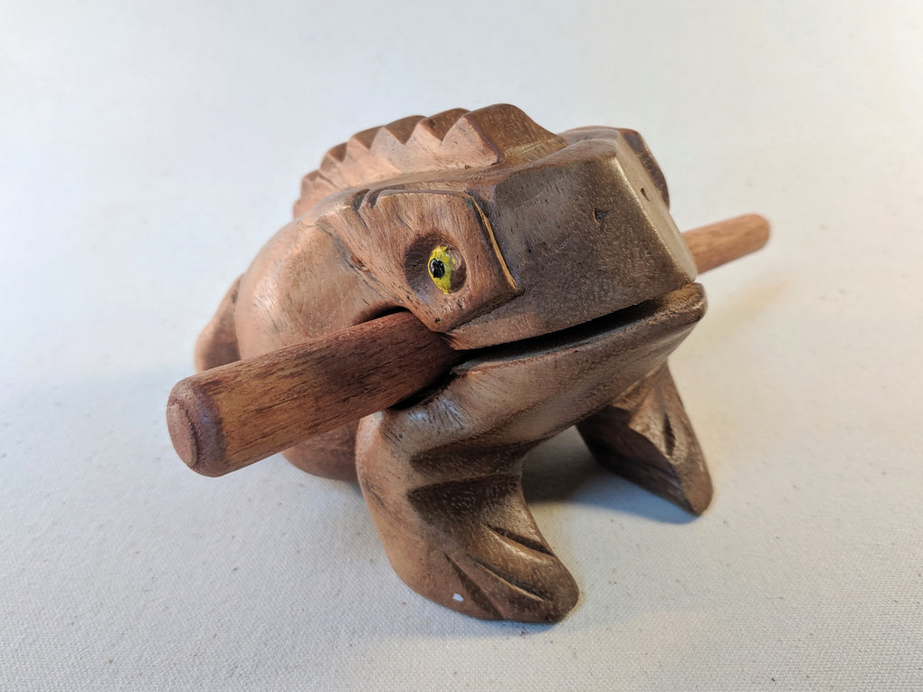 Hand Carved Wooden Musical Croaking Frogs