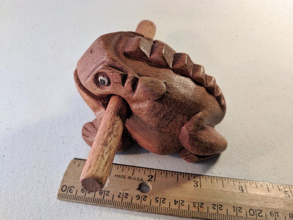 Hand Carved Wooden Musical Croaking Frogs